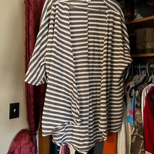 LuLaRoe Brown and White Striped Cardigan